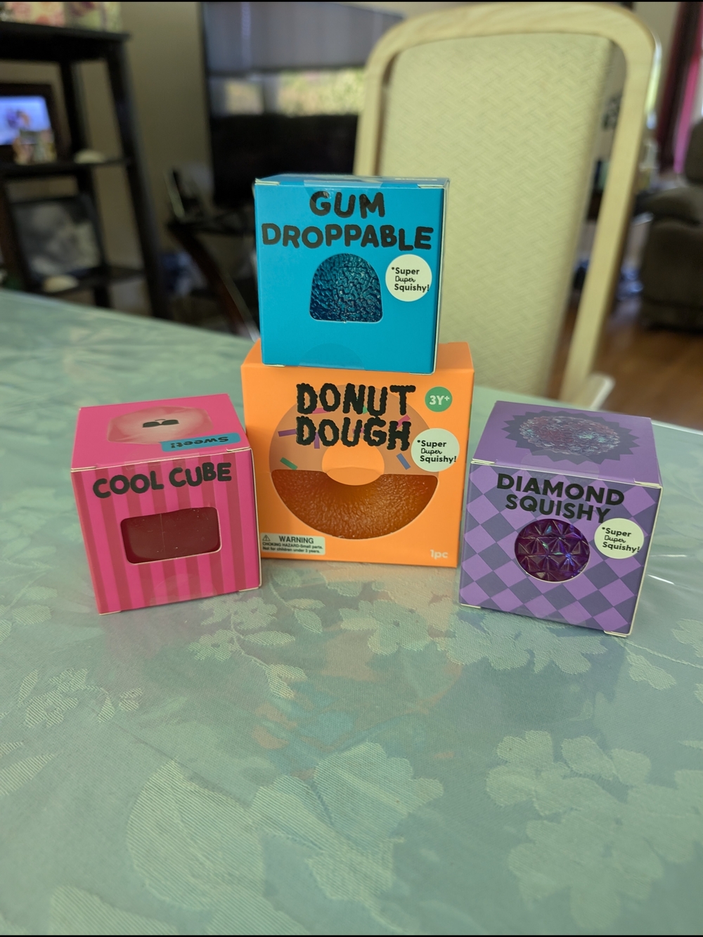 D'Adore Cool Cube, Donut Delight, Gum Droppable & Diamond Squishy